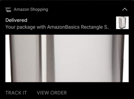 Amazon sends delivery confirmations with rich push notifications