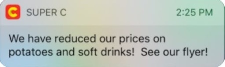 Super C sends push notifications whenever there's a drop in prices