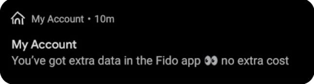 Fido surprises and delights their users with a push notification