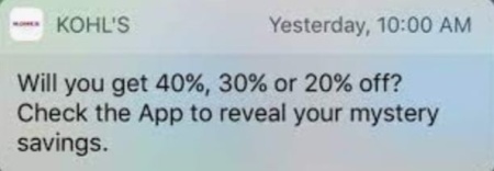 Kohl's sends push notifications to drive promotional discounts with a twist