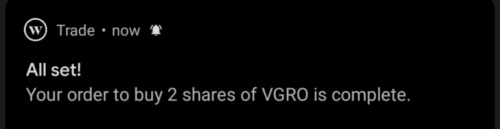 wealthsimple trade confirmation push notification