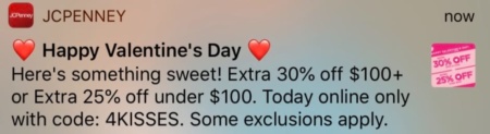 JCPenney sends push notifications to drive Valentine's Day sales