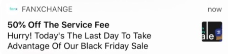 FanExchange sends a push notification drive Black Friday offer