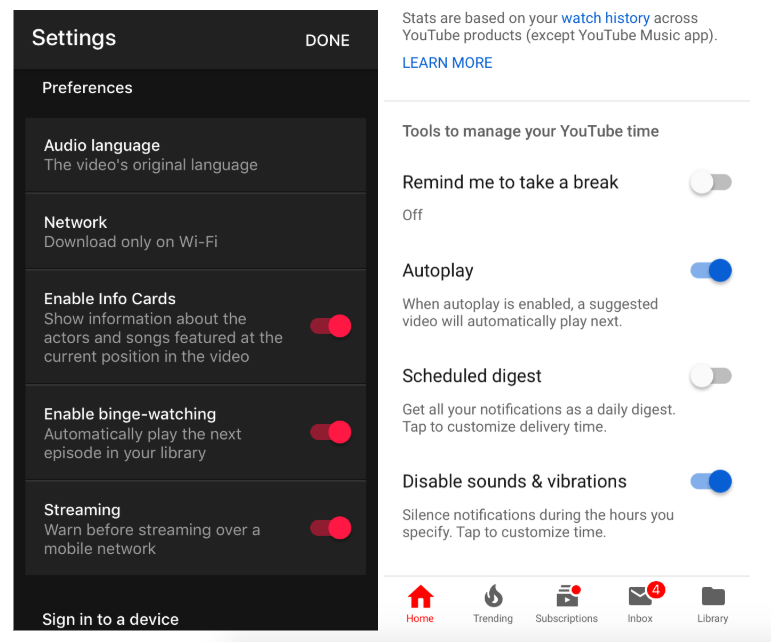 Youtube's apps let users customize their viewing experience. 