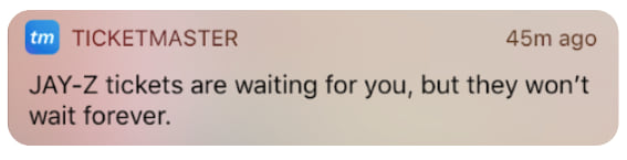 Recurring push notification_ticketmaster example