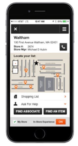 mobile retail apps - home depot