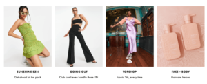 an image with four separate images displaying woman posing in different outfits